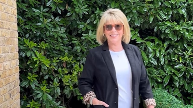 Ruth Langsford in a black blazer and jeans