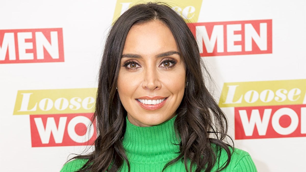 Christine Bleakley wears red jumper and red printed skirt on Loose ...