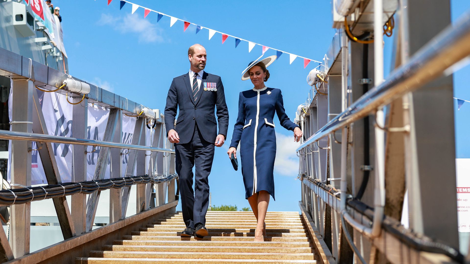 William and Kate disembarking from HMS Glasgow