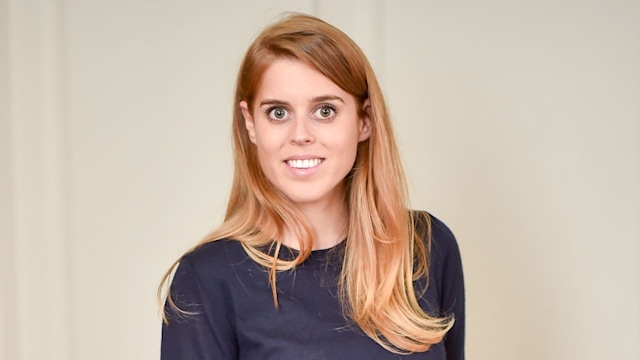 Princess Beatrice of York wears a striped skirt