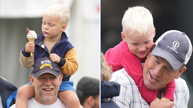 A split image of Lucas Tindall with Mike and Lucas Tindall with Peter