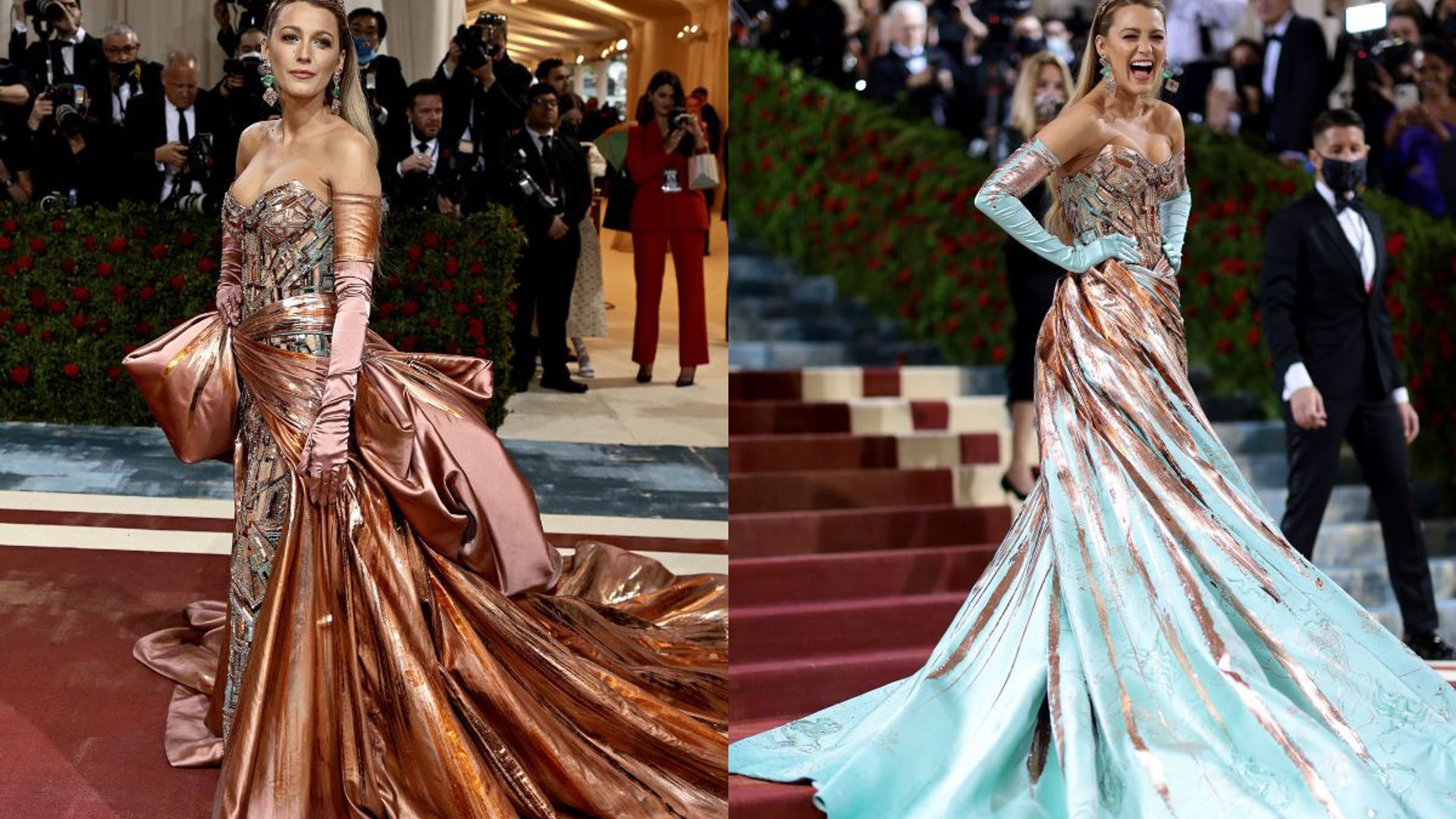 Blake Livelys Versace Dress Had A Transformation On The Met Gala 2022 Steps Hello 