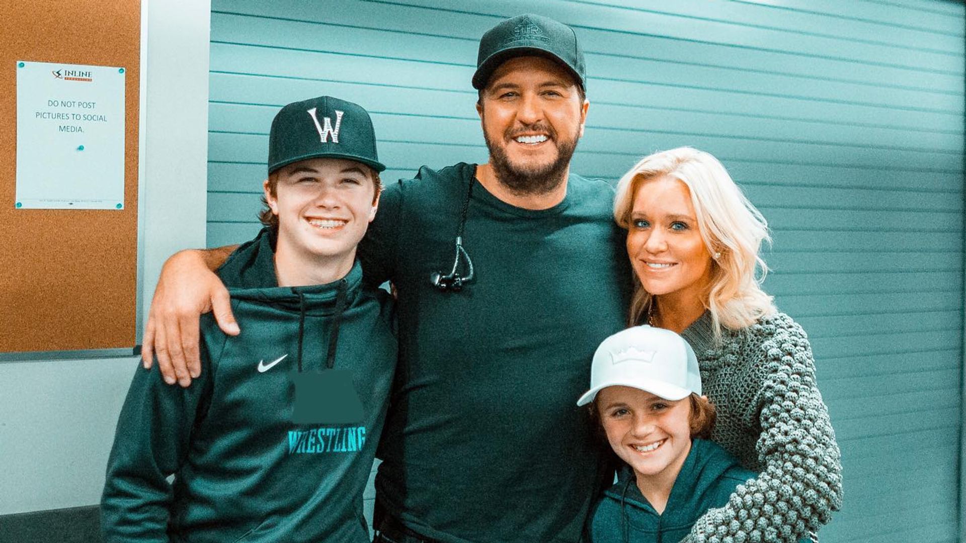 Luke Bryan with his sons and wife Caroline Boyer