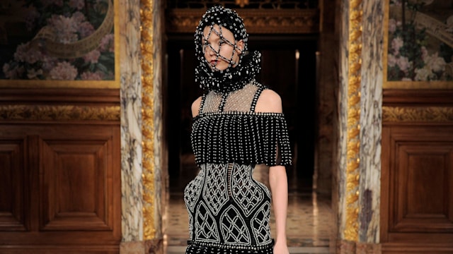 PARIS, FRANCE - MARCH 05:  A model walks the runway at the Alexander McQueen Autumn Winter 2013 fashion show during Paris Fashion Week on March 5, 2013 in Paris, France.  (Photo by Catwalking/Getty Images)