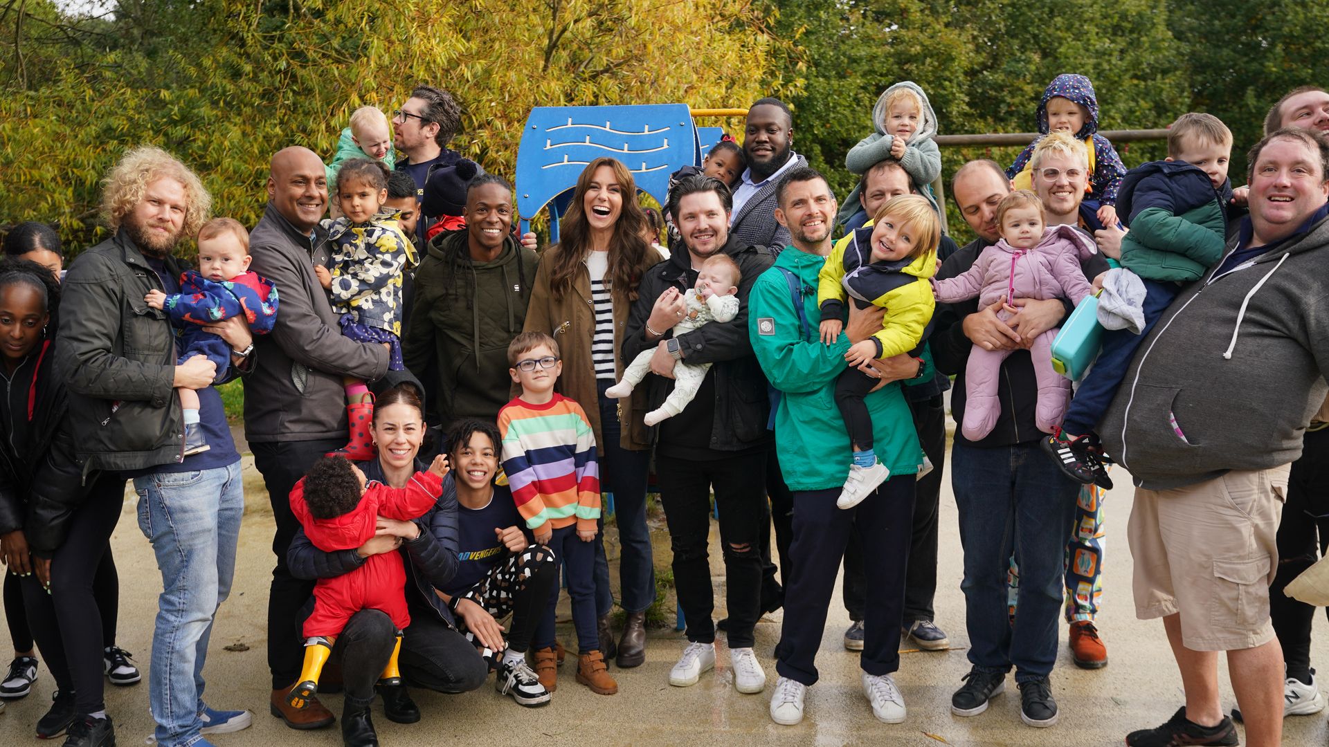 Kate Middleton poses with Dadvengers group in North London