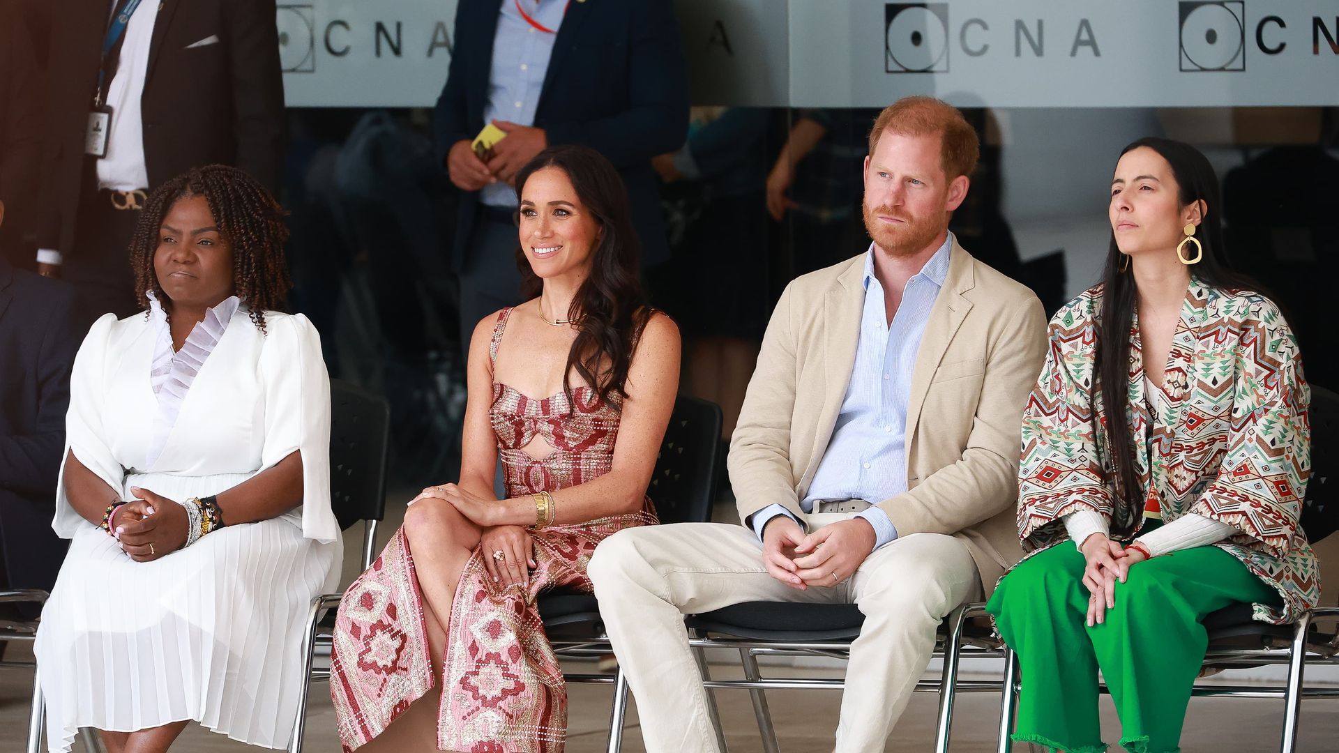 Prince Harry and Meghan Markle during their ongoing tour of Colombia