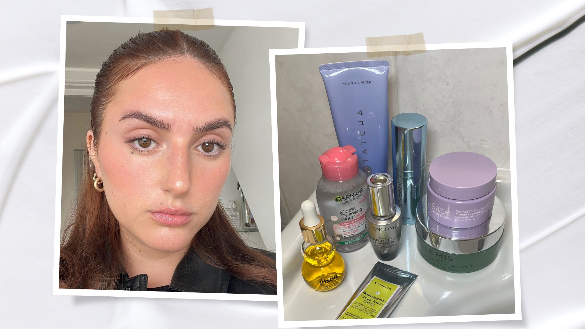 Beauty influencer Isabel Wright with skincare products 