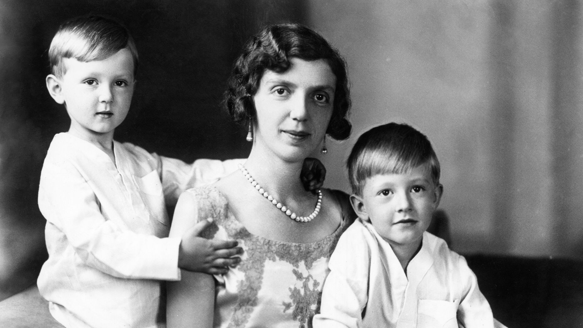 Princess Mafalda of Savoy posing with her sons Maurice and Henry