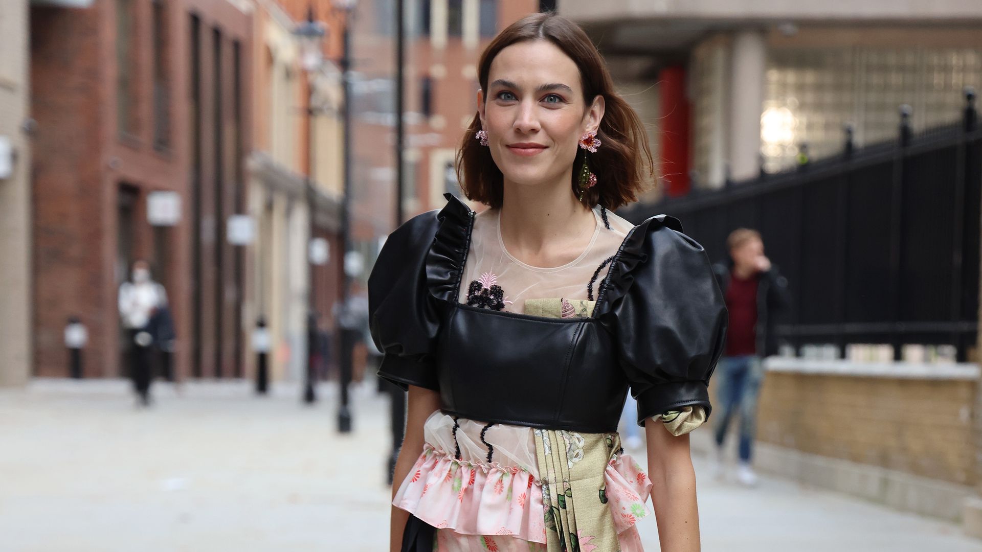 Alexa Chung's leather shorts set is the ultimate rock chick vibe