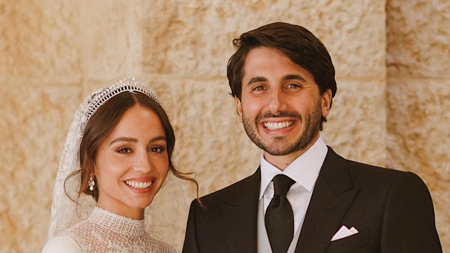 Princess Iman Bint Abdullah II and Jameel Alexander Thermiotis on wedding day