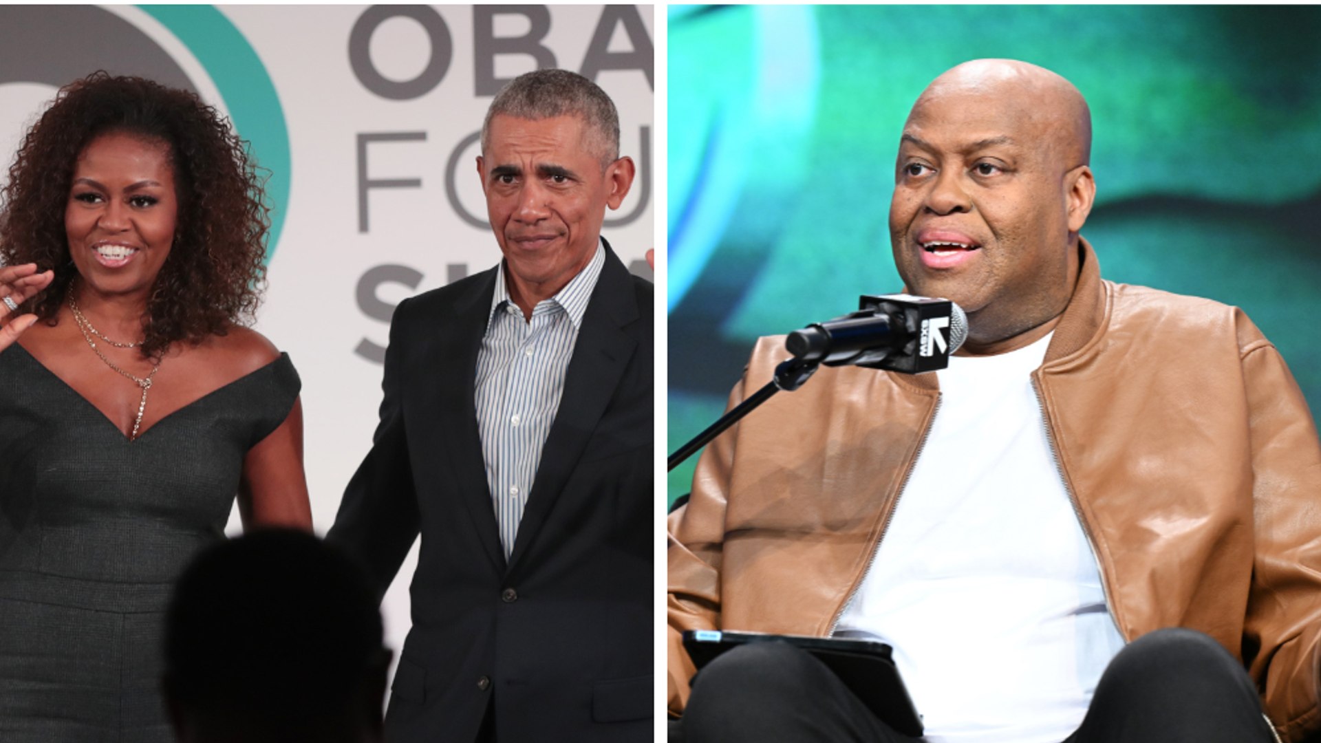 Michelle Obama Barack Obama Craig Robinson split image