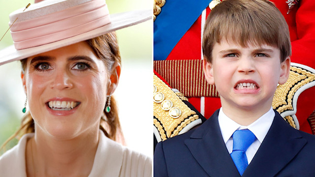 A split image of Princess Eugenie and Prince Louis