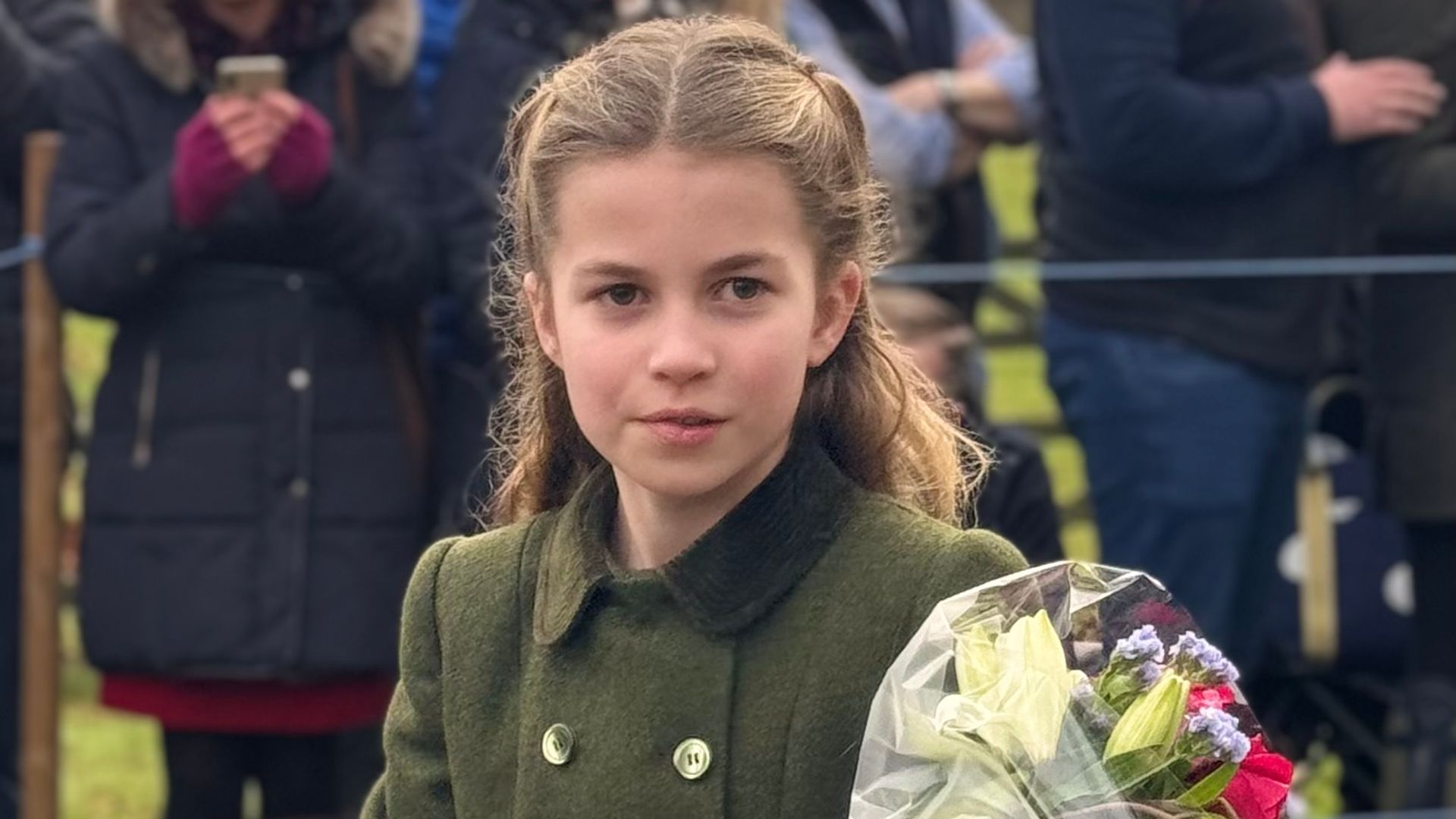 Princess Charlotte spoke with well-wishers outside the church on Christmas Day
