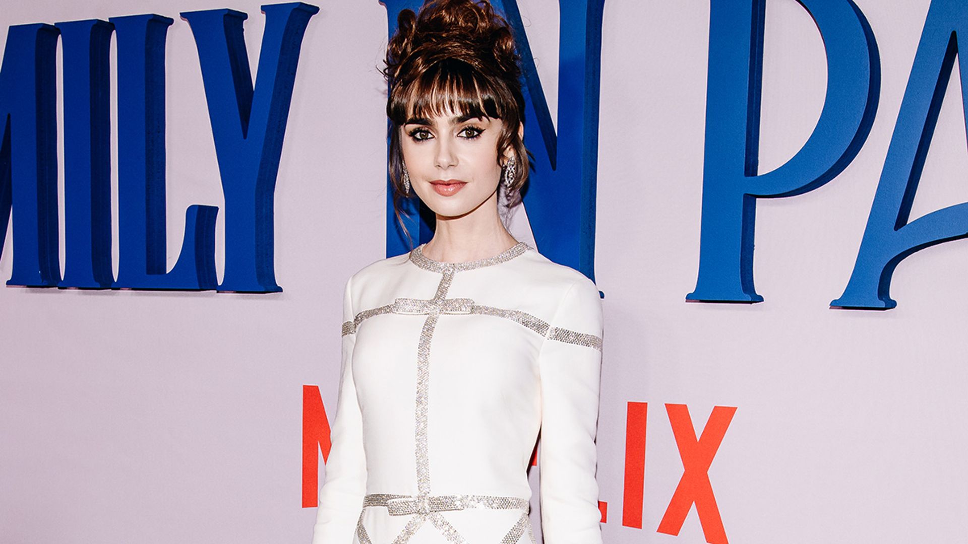 lily collins in embellished valentino