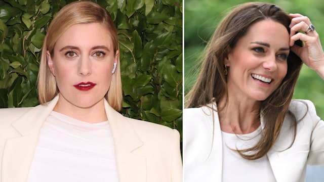 Greta Gerwig channelling Kate Middleton in white