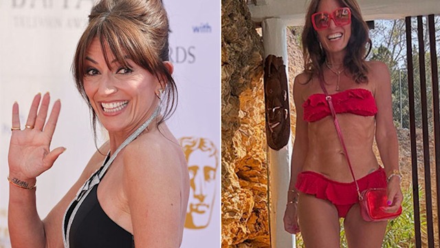 A split image of Davina McCall and herself in a bikini