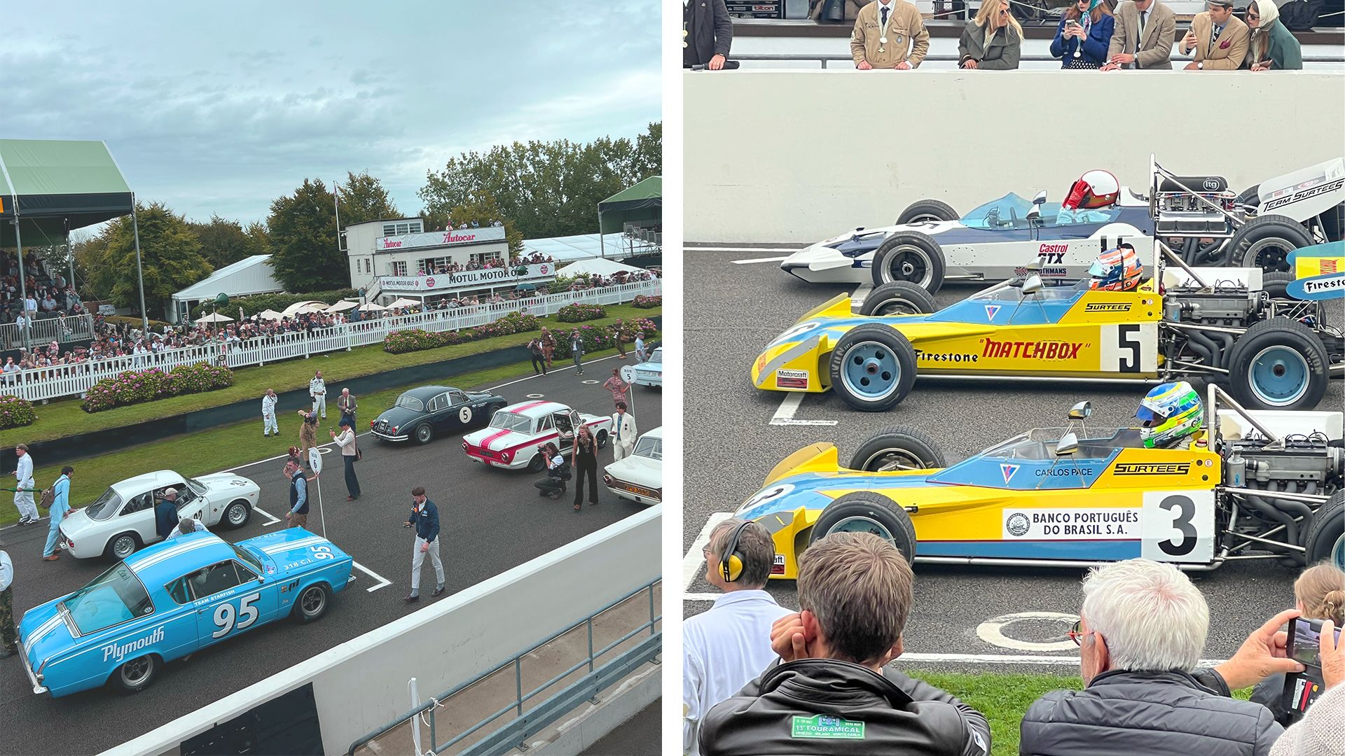 Grandstand view of the racing - Goodwood Revival 2024