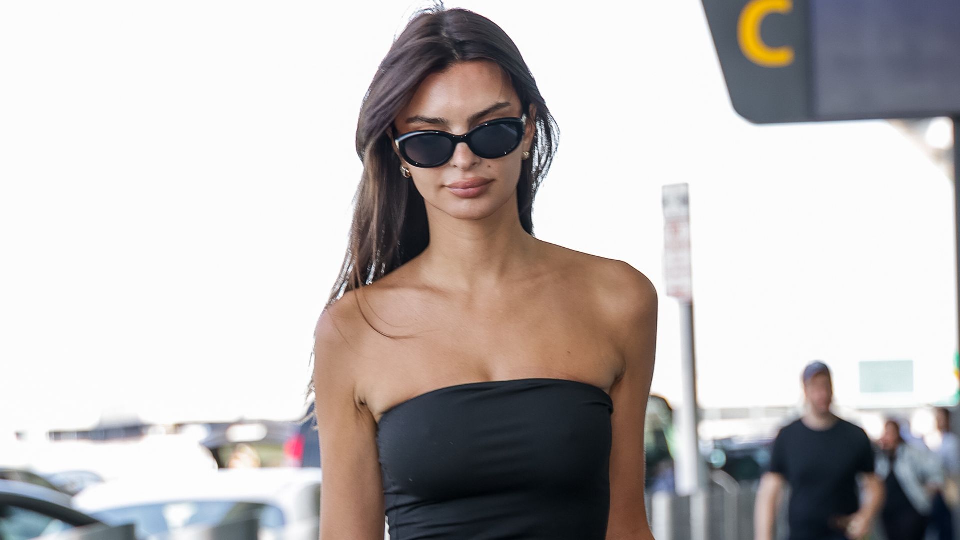 Emily Ratajkowski is seen at John F. Kennedy International Airport