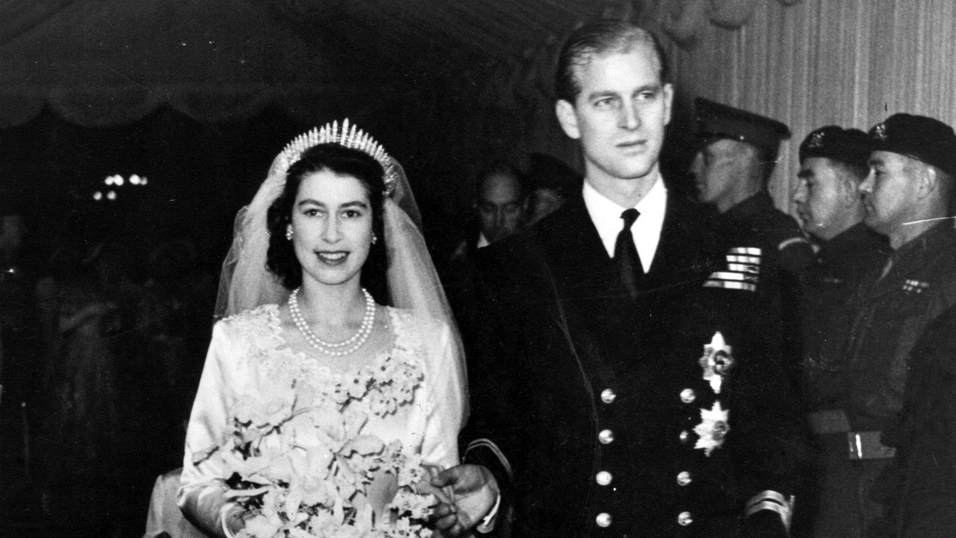 Princess Elizabeth and Prince Philip on their wedding day, 1947