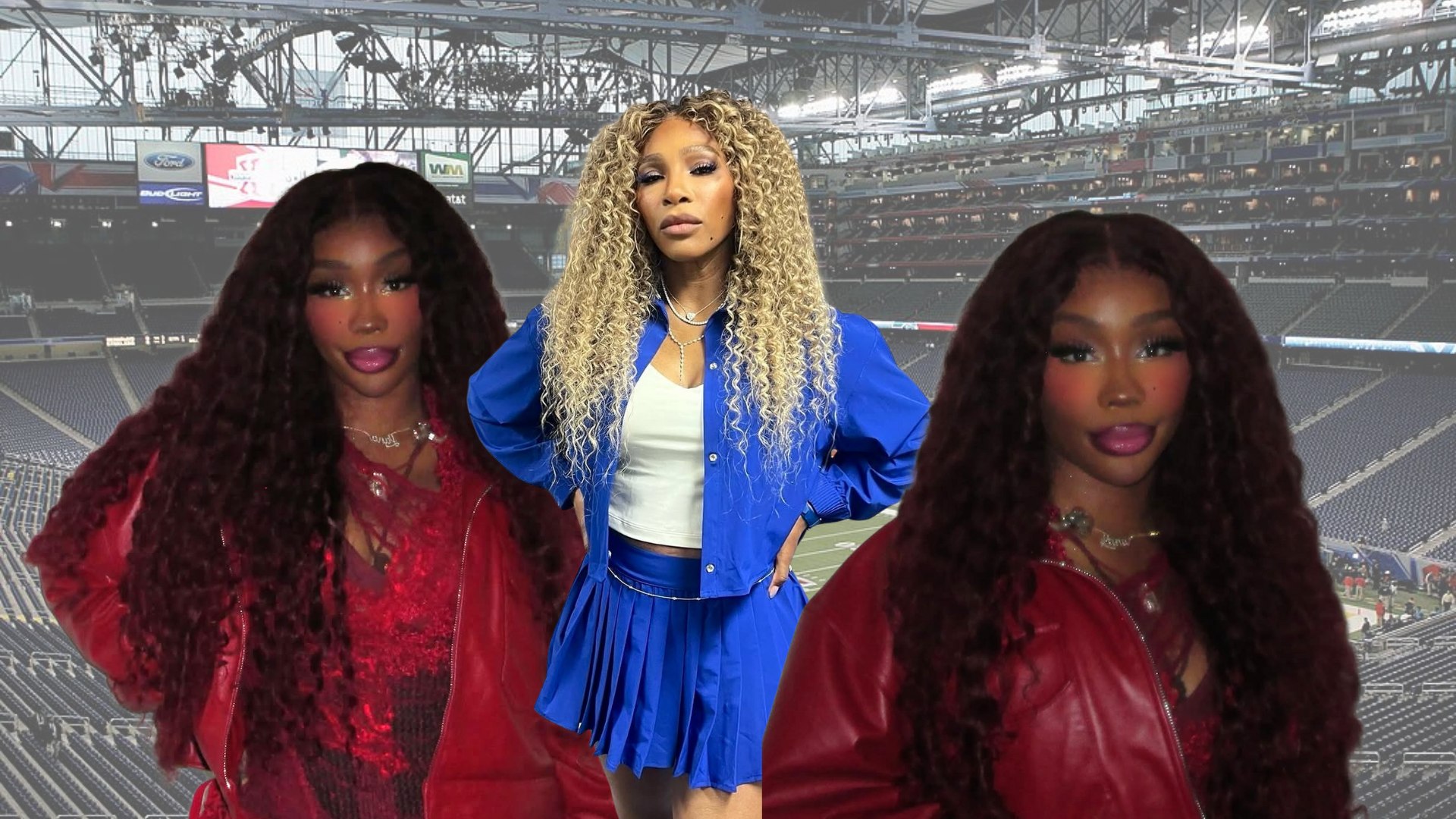 Serena Williams and SZA rock bold curls at the Super Bowl half-time show