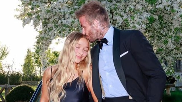 Harper Beckham and her dad David Beckham