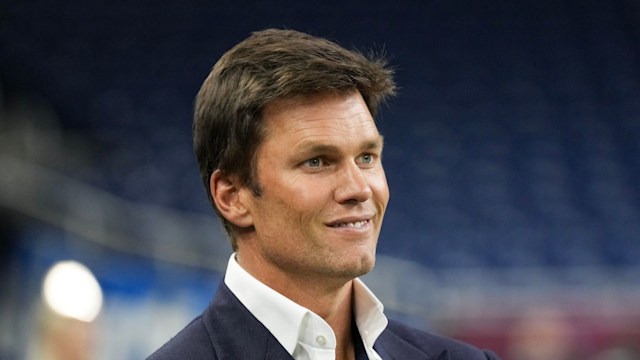 Former NFL quarterback Tom Brady looks on prior to a game between the Michigan Panthers and the Memphis Showboats at Ford Field on May 18, 2024 in Detroit, Michigan.