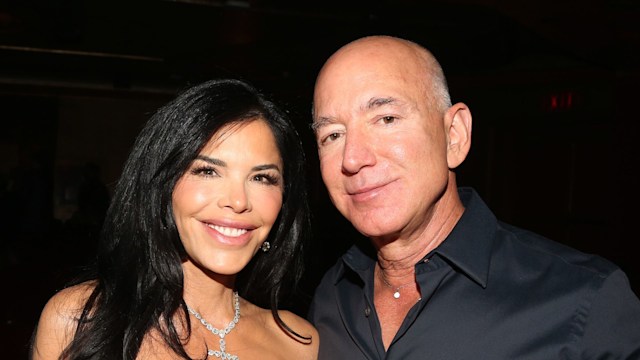 Lauren Sanchez and Jeff Bezos attend the opening night of "Sunset BLVD" at St James Theater on October 20, 2024 in New York City.