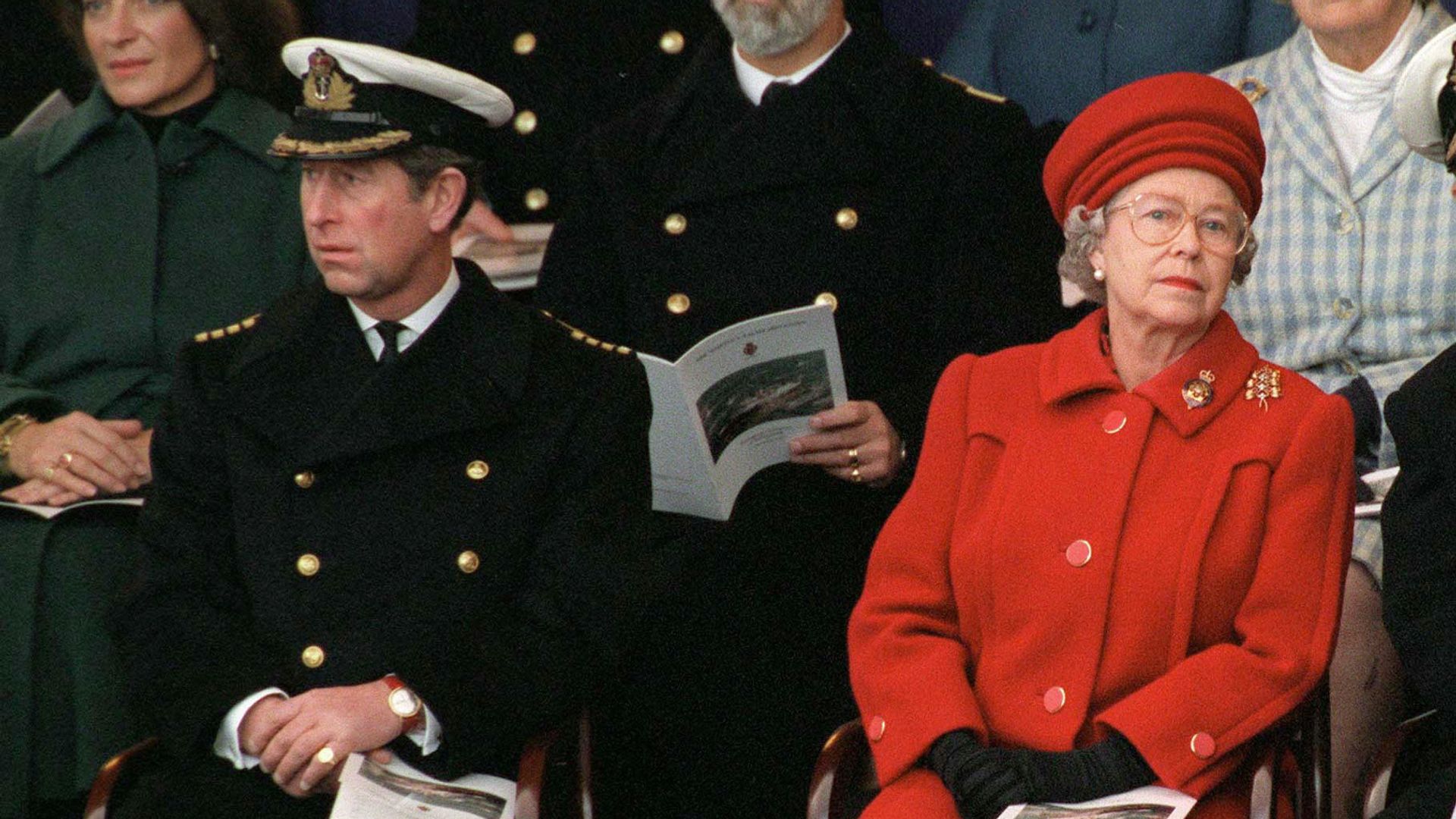 The Queen and Prince Charles at the de-commissioning ceremony for Royal Yacht Britannia at Portsmouth