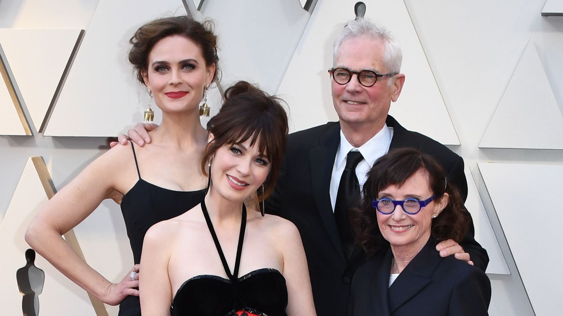 Emily Deschanel, Zooey Deschanel, Best Cinematography nominee for "Never Look Away" Caleb Deschanel, and wife actress Mary Jo Deschanel arrive for the 91st Annual Academy Awards at the Dolby Theatre in Hollywood, California on February 24, 2019