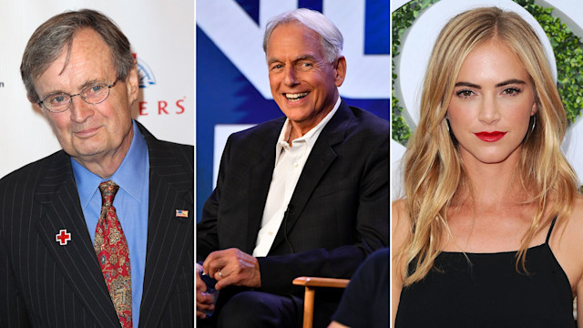 Split image of David McCallum, Mark Harmon and Emily Wickersham