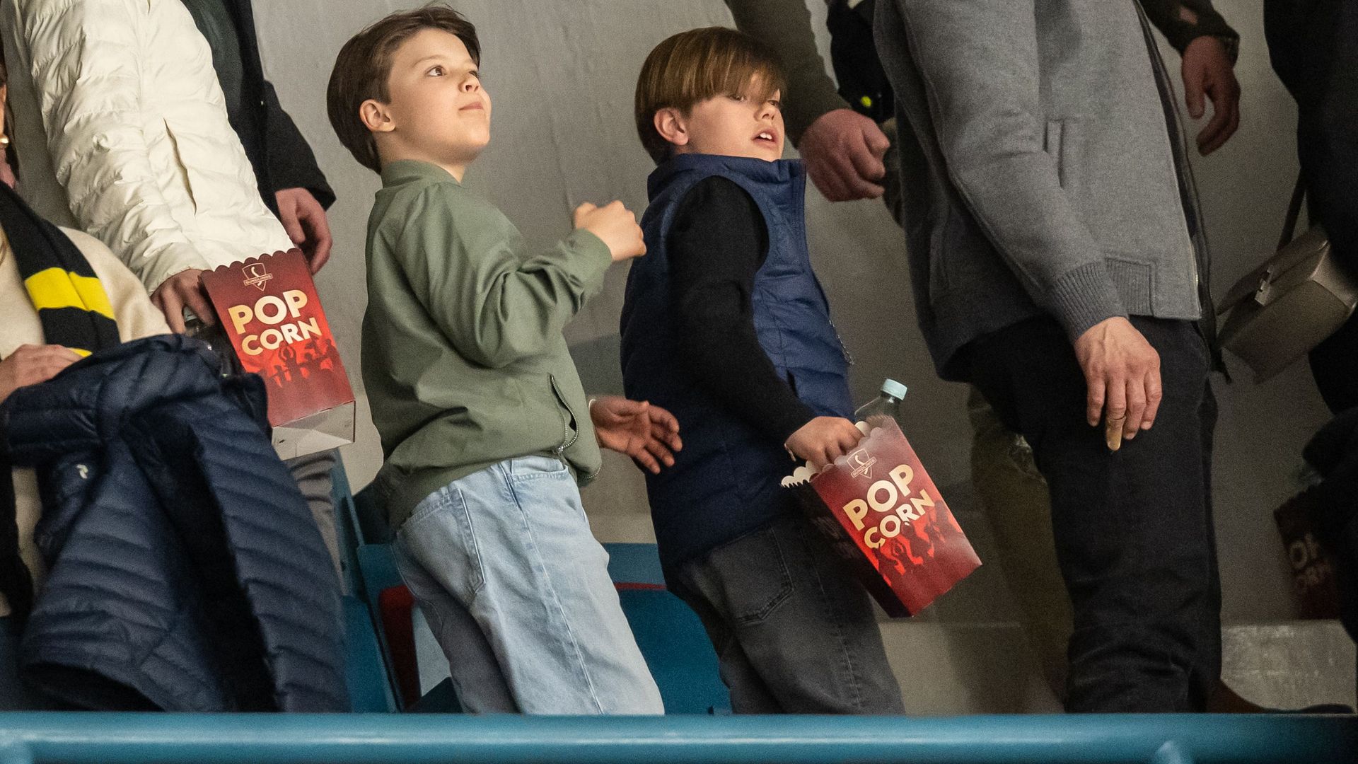 Prince Gabriel and Prince Oscar arriving at a hockey match