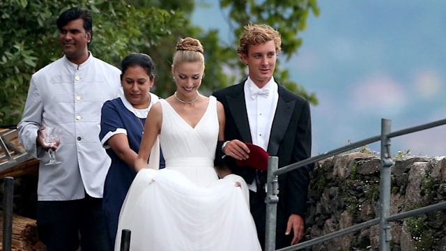  Pierre Casiraghi and Beatrice Boromeo leave Isola Madre to attend their wedding party 