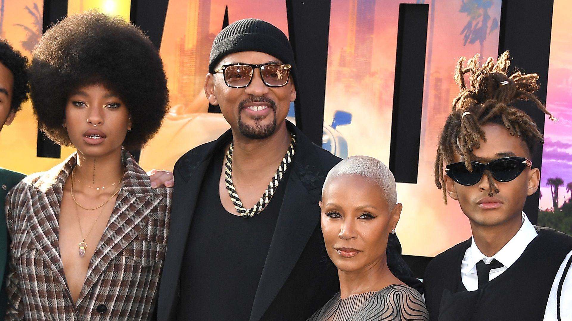 Trey Smith, Willow Smith, Will Smith, Jada Pinkett Smith, Jaden Smith and Adrienne Banfield-Norris arrives at the Los Angeles Premiere Of Columbia Pictures' "Bad Boys: Ride Or Die" at TCL Chinese Theatre on May 30, 2024 in Hollywood, California