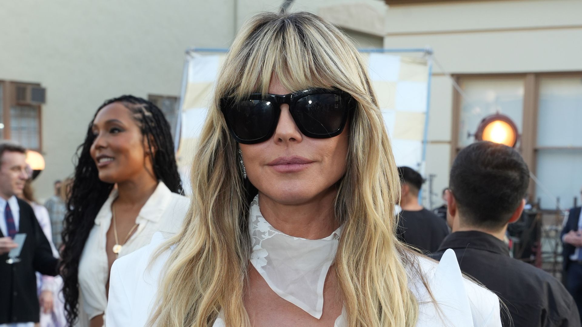 Heidi Klum in white sheer dress at Vogue World: Hollywood 2025 at Paramount Studios