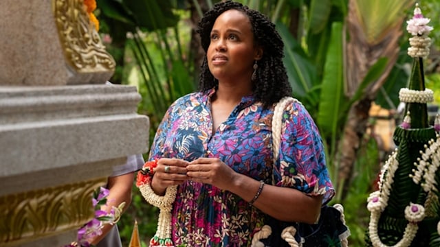 natasha rothwell wearing a kaftan as belinda in the white lotus