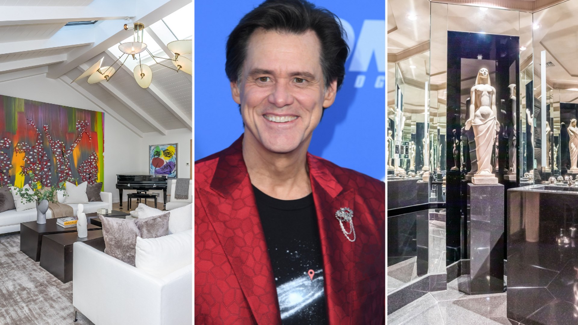 Tour Jim Carrey's $26.5m mansion with museum bathroom and waterfall swimming pool that's for sale thumbnail