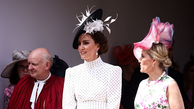 Kate and Sophie watch Order of the Garter proceedings from the porch