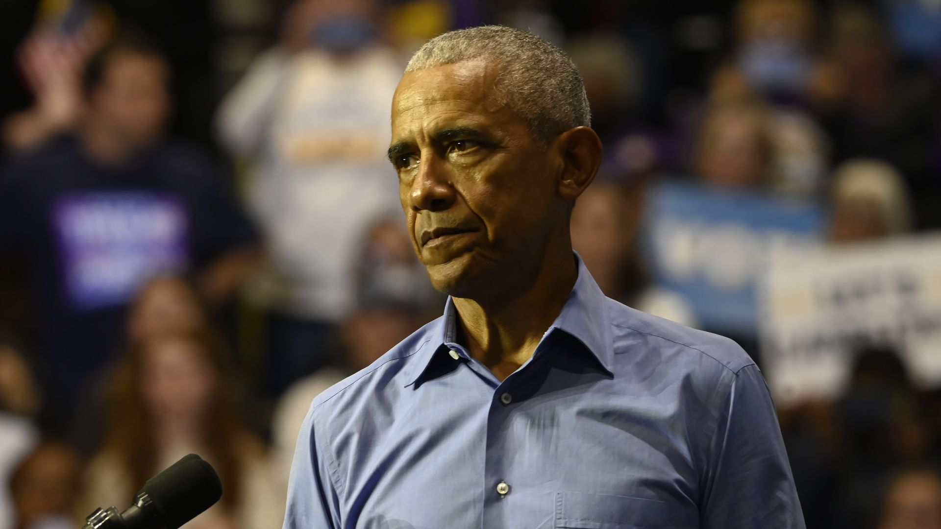 Former President of the United States Barack Obama and New Jersey Democratic gubernatorial candidate for Governor Mikie Sherrill attend 'Get out the vote' rally at the Essex County College gymnasium in Newark, New Jersey, United States on November 1, 2025. (Photo by Kyle Mazza/Anadolu via Getty Images)