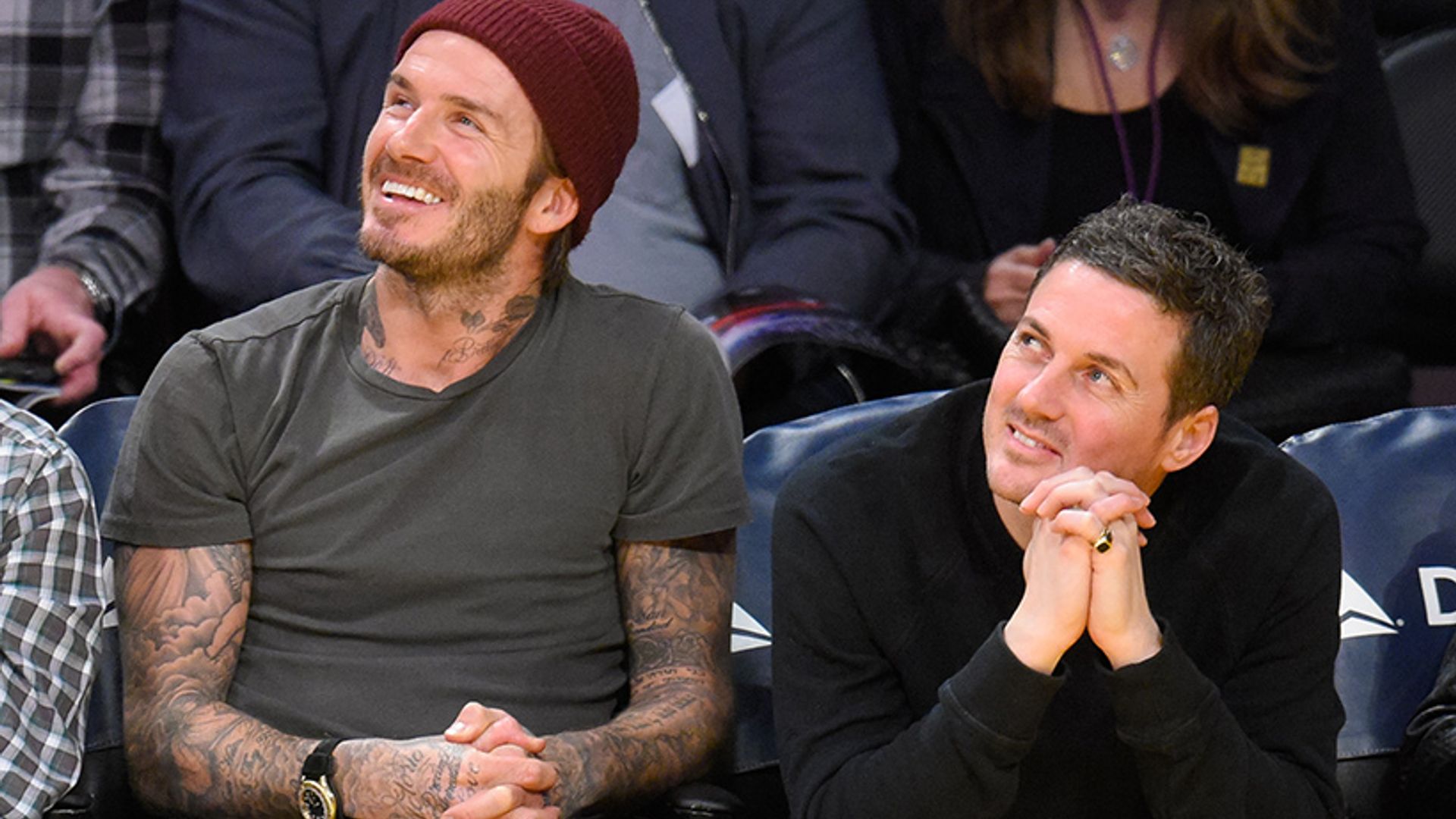David Beckham enjoys a boys' night out with son Romeo at the Los