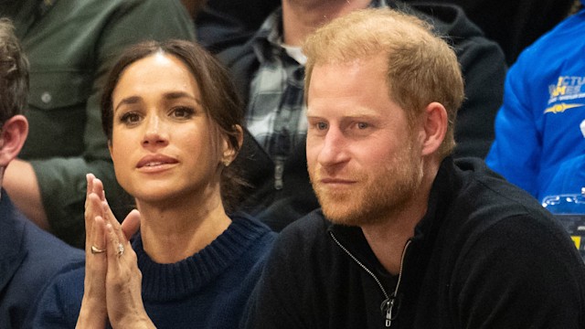  Prince Harry, Duke of Sussex and Meghan, Duchess of Sussex attend the Wheelchair Basketball final between USA and Israel during day one of the 2025 Invictus Games at  on February 09, 2025 in Vancouver, British Columbia. (Photo by Samir Hussein/WireImage)