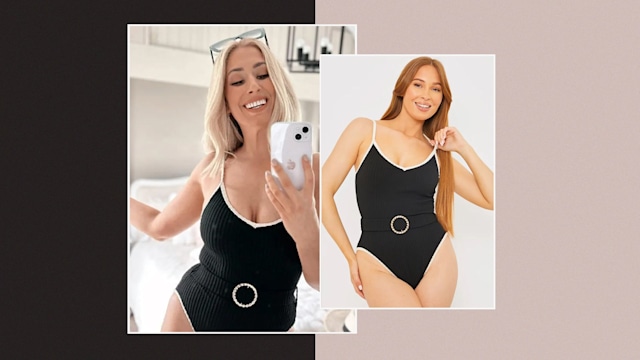 split image stacey solomon and black bikini