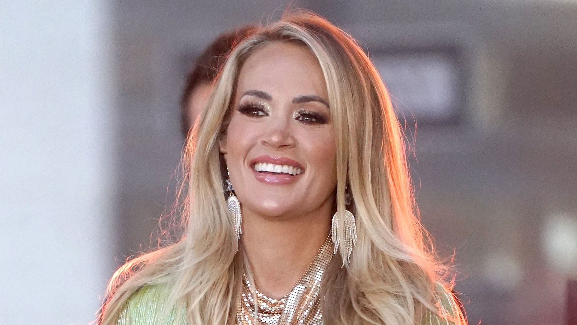 Carrie Underwood in a sparkly green dress