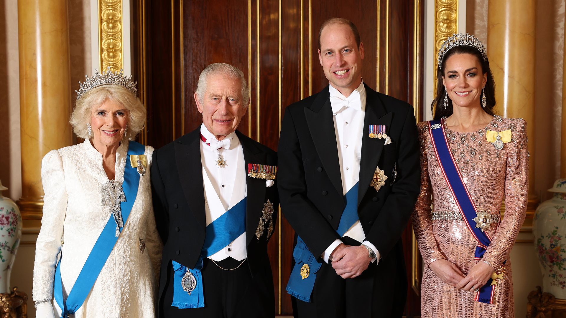 The King and Queen with William and Kate at Diplomatic reception