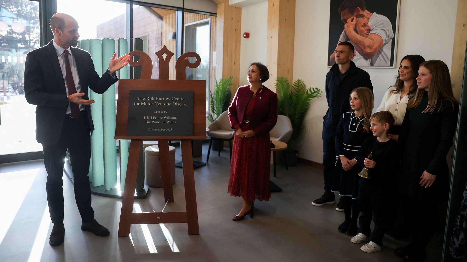 The Prince of Wales opened the Rob Burrow Centre for Motor Neurone Disease on November 20, 2025 in Leeds, England
