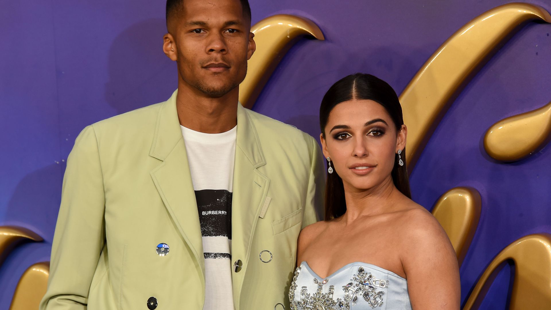 Jordan Spence and Naomi Scott attend the "Aladdin" European Gala at Odeon Luxe Leicester Square on May 09, 2019 in London, England. 