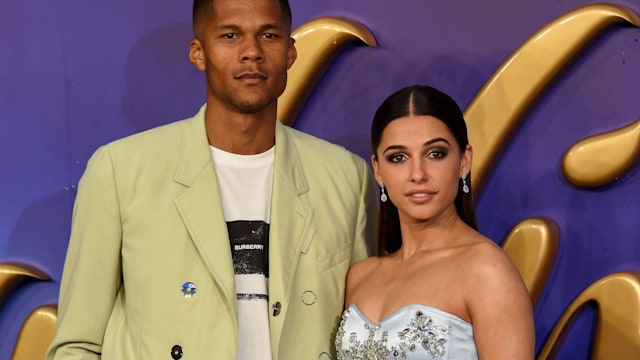 Jordan Spence and Naomi Scott attend the "Aladdin" European Gala at Odeon Luxe Leicester Square on May 09, 2019 in London, England. 