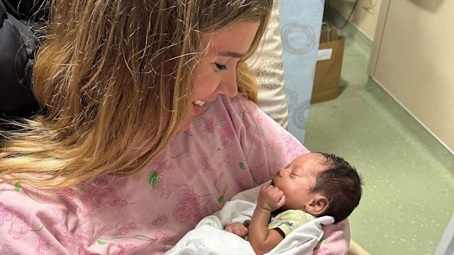 Joss Stone holding her newborn son Bear