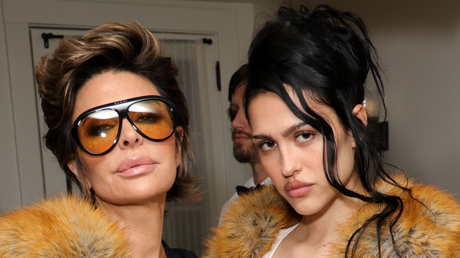 Amelia Gray goes matchy-matchy with mum Lisa Rinna in low rise denim and mob wife coats