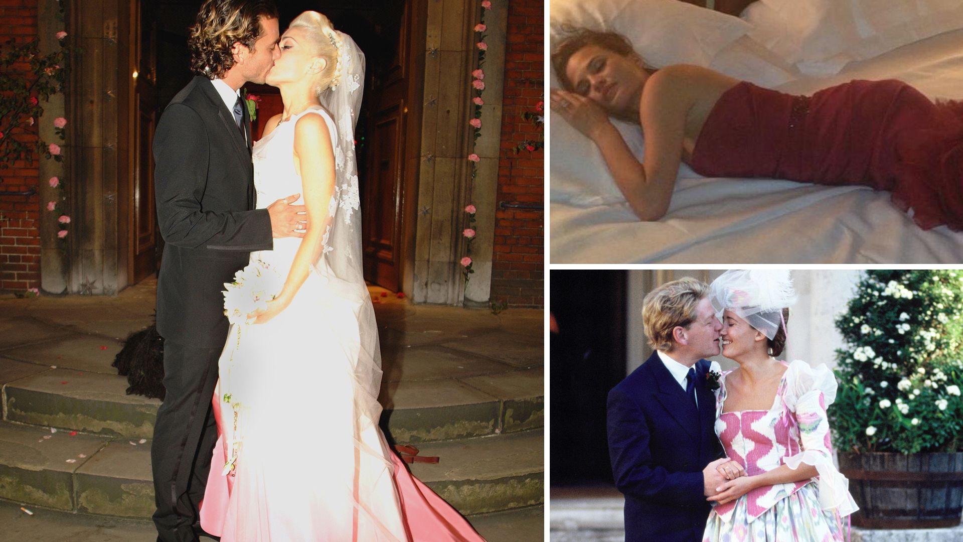 Gwen Stefani, Chrissy Tiegen and Emma Thompson in colourful wedding dresses