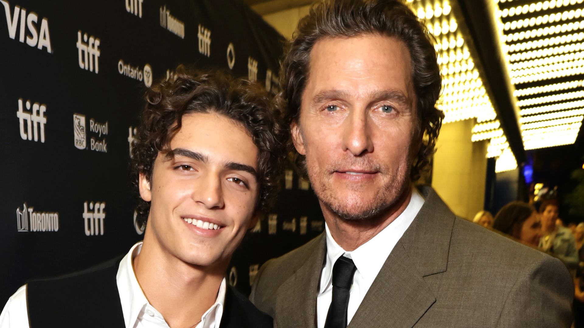 Levi McConaughey and Matthew McConaughey at the Toronto International Film Festival world premiere for The Lost Bus
